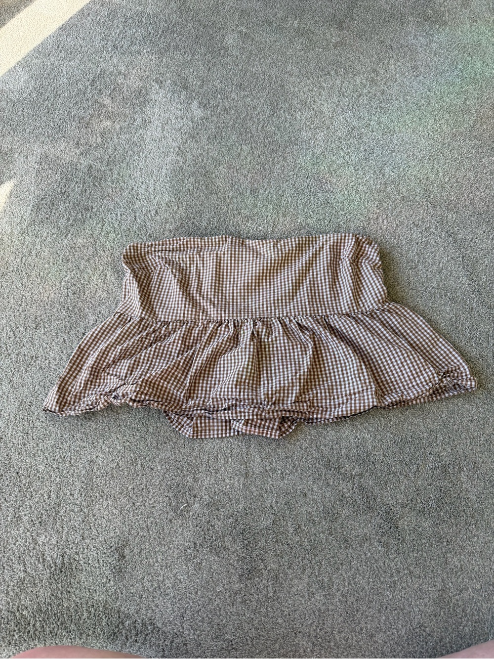 Strapless Tube Top Brown & White Gingham